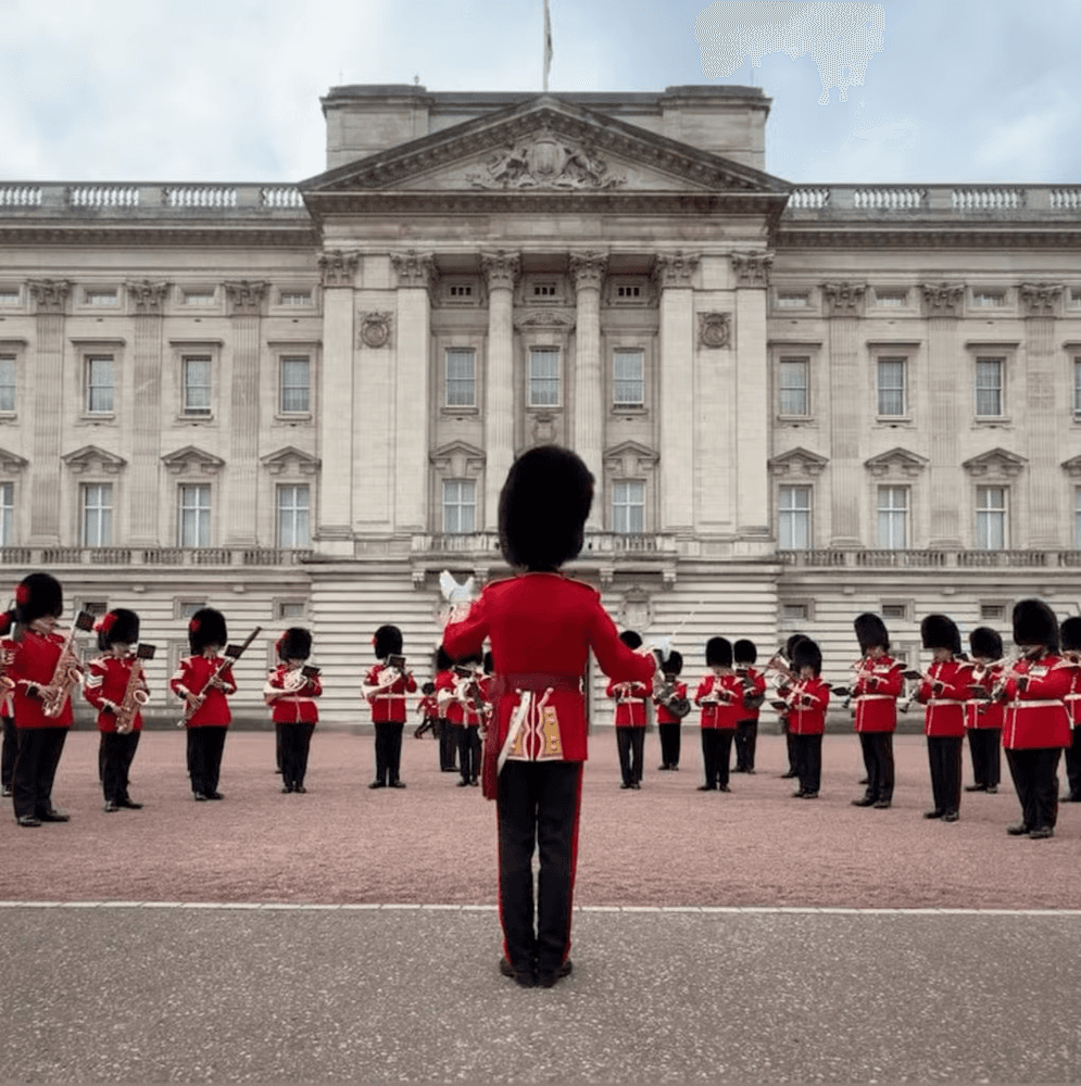 King's Guard Performs '9 to 5' Outside Buckingham Palace